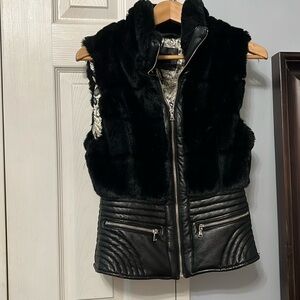 Beautiful faux fur  leather vest
